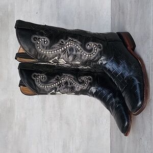 FERRINI Mens Print Alligator Leather Square Toe Boots